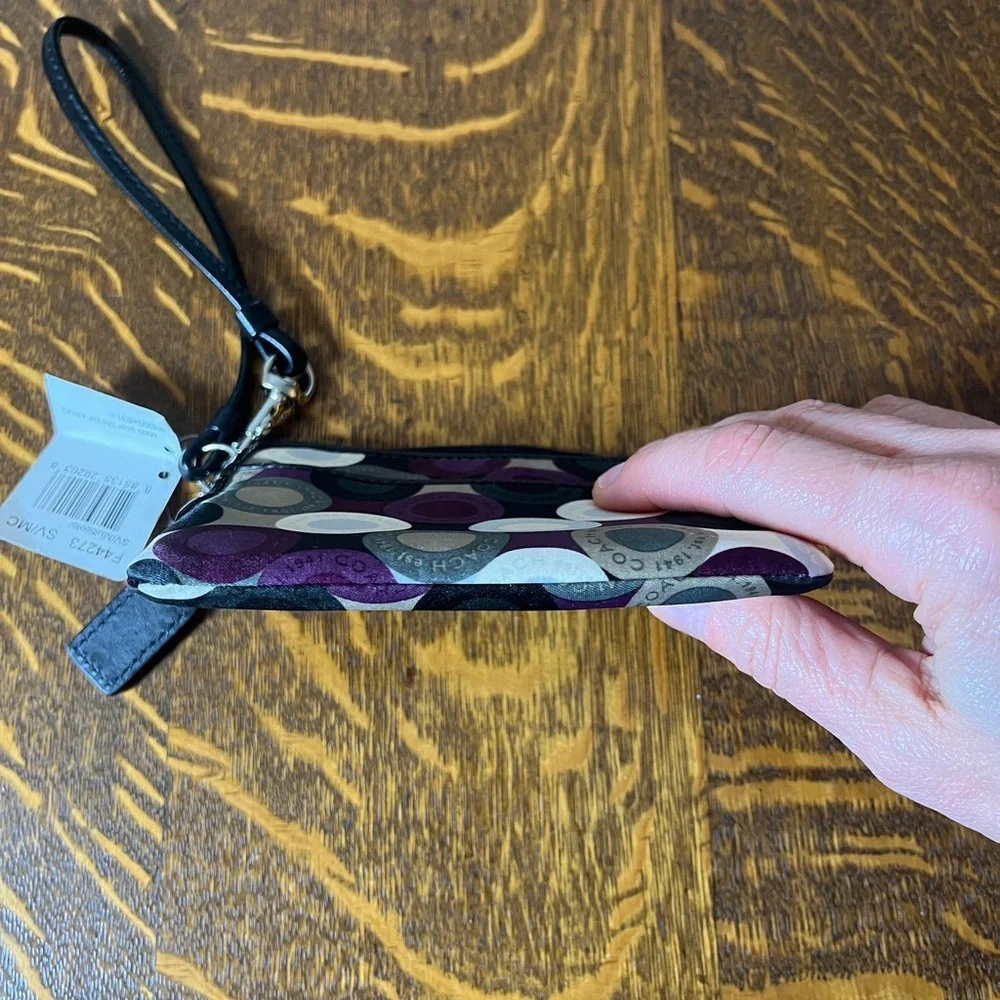 Coach Multicolor Op Art Satin Wristlet